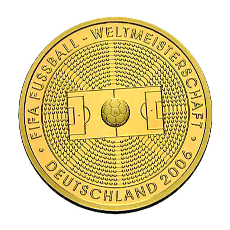 100 Euro Goldmünze Fussball WM 2005 Motivseite Stadion