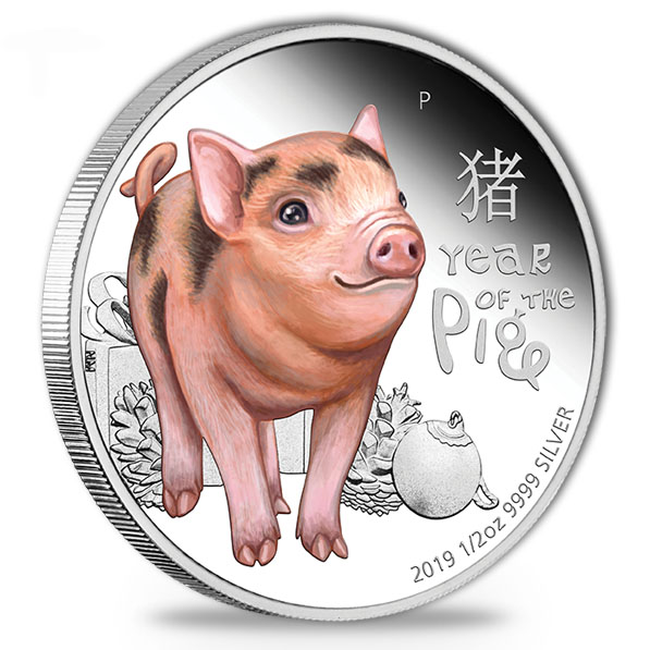 Baby Schwein 1/2 Oz Silber Proof 2019 +Box +COA*