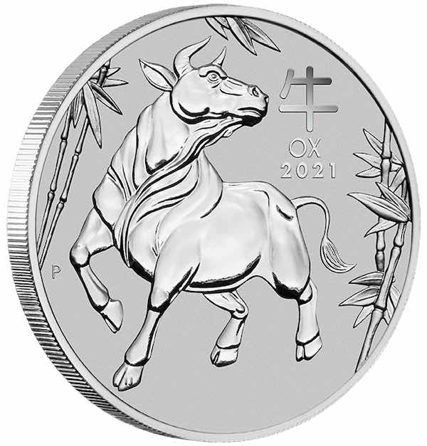 Lunar Serie 3 Jahr des Ochsen 1 Unze Platin 2021