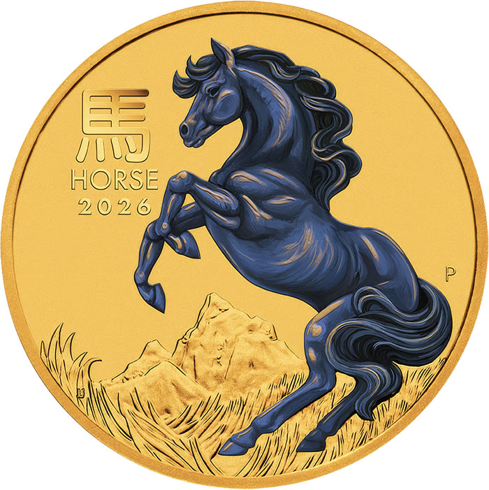 Lunar 3 Pferd 1/10 Oz Gold farbig 2026