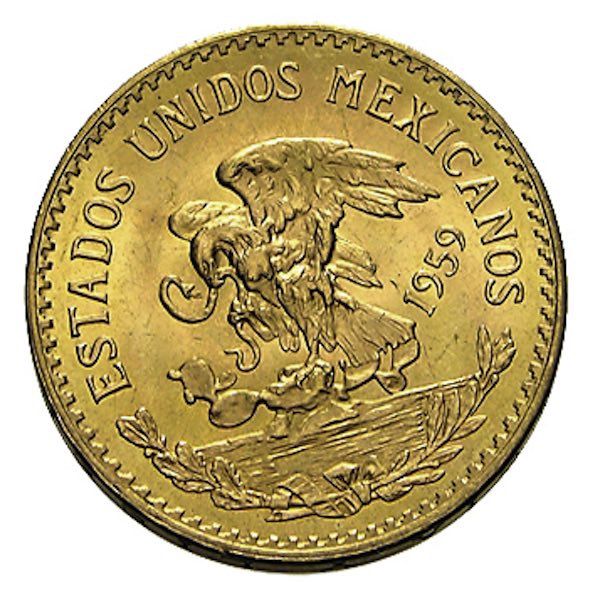Mexiko 20 Pesos Goldmünze Wertseite Bundeswappen