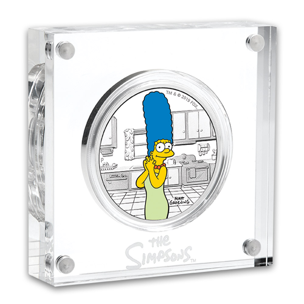 Acrylständer Silbermünze Marge Simpson PRoof.