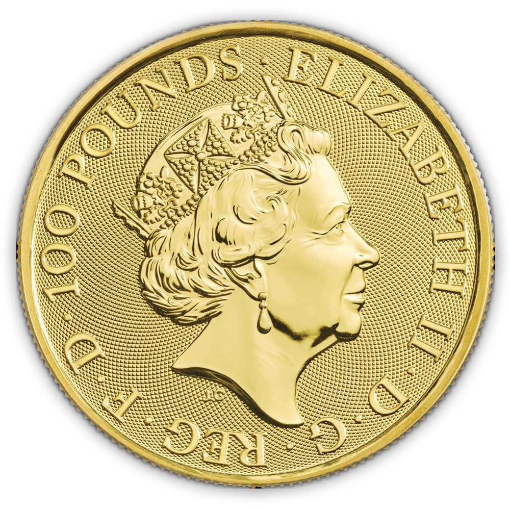 100 Pfund White Lion of Mortimer 1 Unze Goldmünze 2020