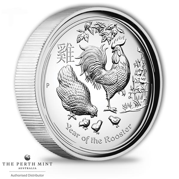 Lunar II High Relief Hahn 1 Unze Silber 2018
