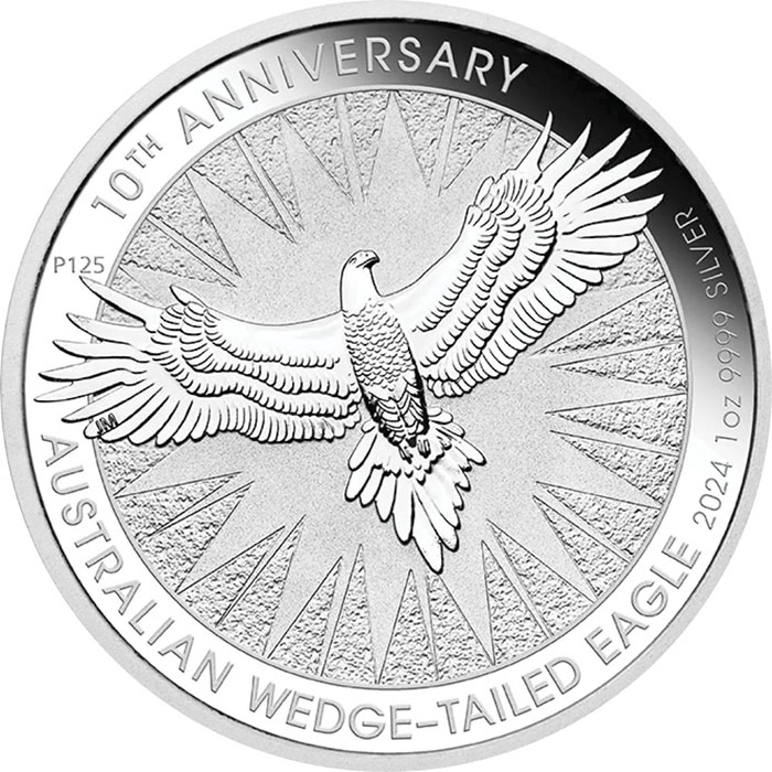 Wedge Tailed Eagle 1 Unze Silber 2024 Revers Jubiläumsmotiv