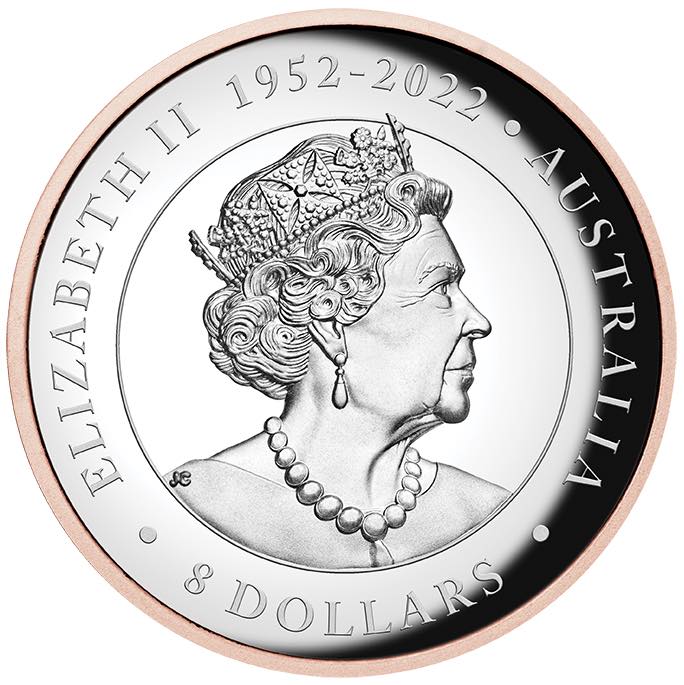 Australien Koala 5 Oz Silber vergoldet 2023 Avers Elizabeth II Memorial