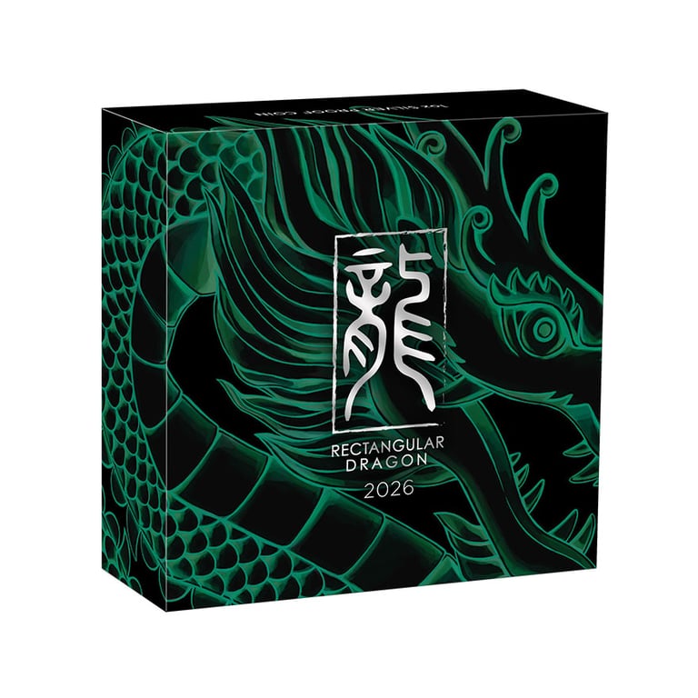 Umverpackung Rectangular Drache 1 Oz Silber Proof 2026