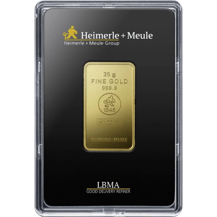 heimerle & Meule 25 Gramm Goldbarren geprägt
