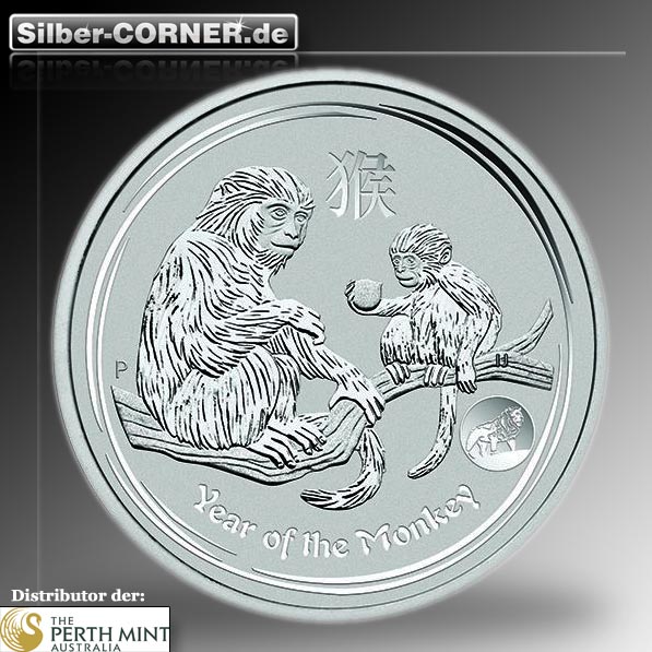 Lunar Affe Privy Mark 1 Unze Siber 2016