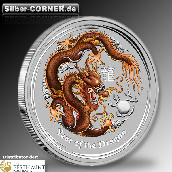 Lunar Drache Braun Silber 1 Oz