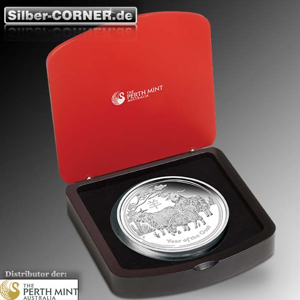 Lunar II Ziege 1 KG Proof Silber + Box + CoA 2015*
