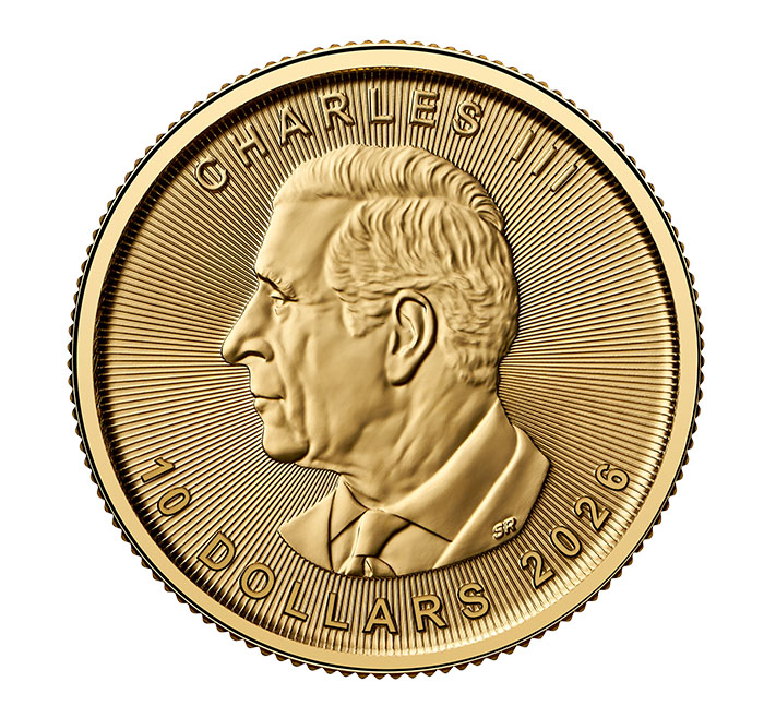 Maple Leaf 1/4 Unze Gold 2026 Rückseite König Charles III Porträt