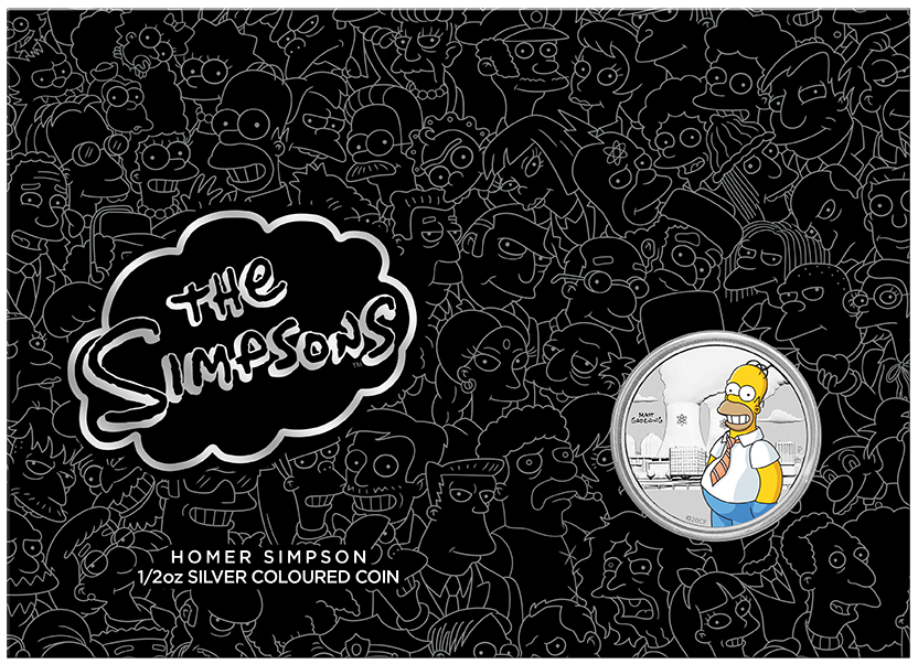 Homer Simpson 1/2 Unze Silbermünze farbig