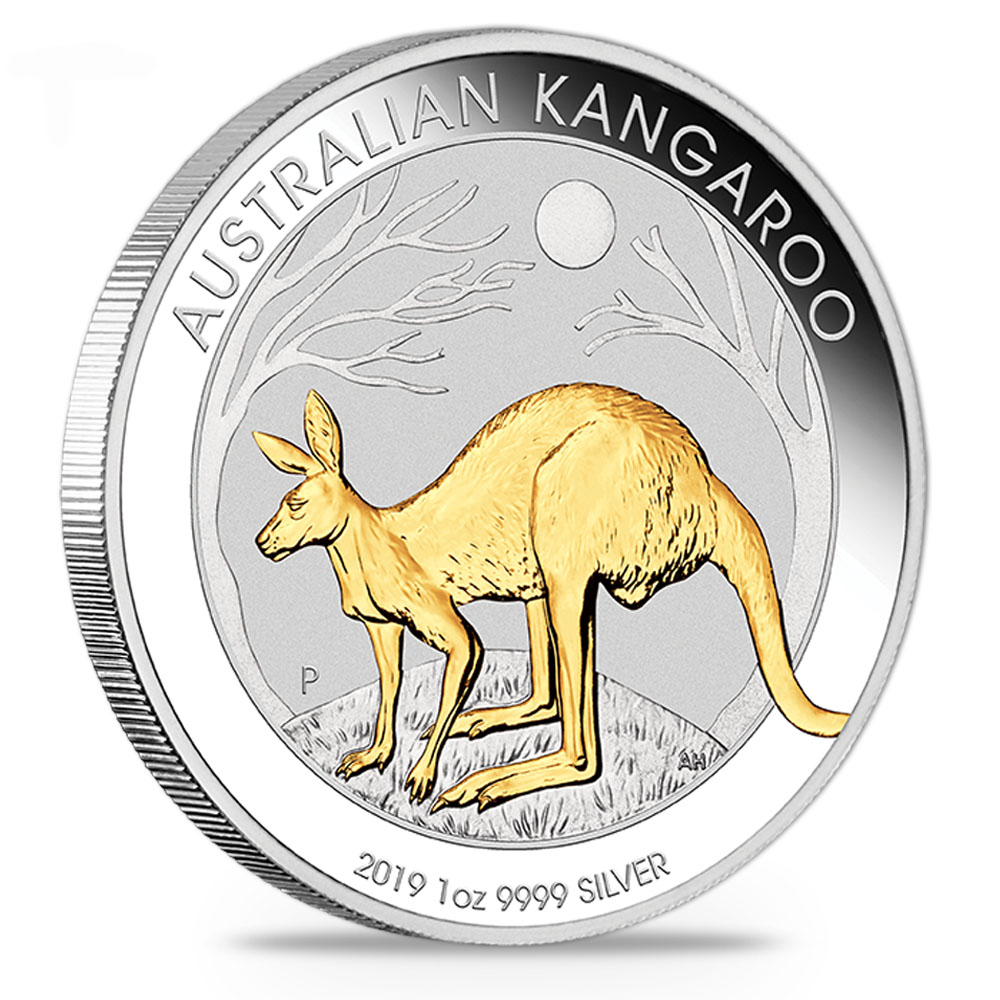 1 Oz Silber Gilded Känguru 2019 *