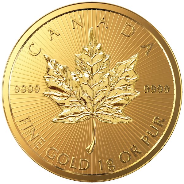 Goldmünze 1 Gramm Maple Leaf verschiedene
