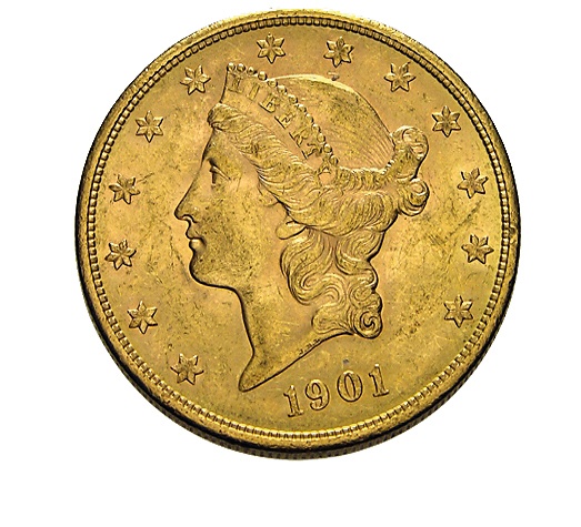 USA Liberty Head 20 Dollar Goldmünze Vorderseite Profil Lady Liberty