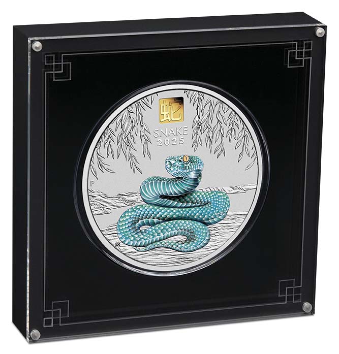 Lunar Schlange Privy Mark 1 KG Silbermünze Box