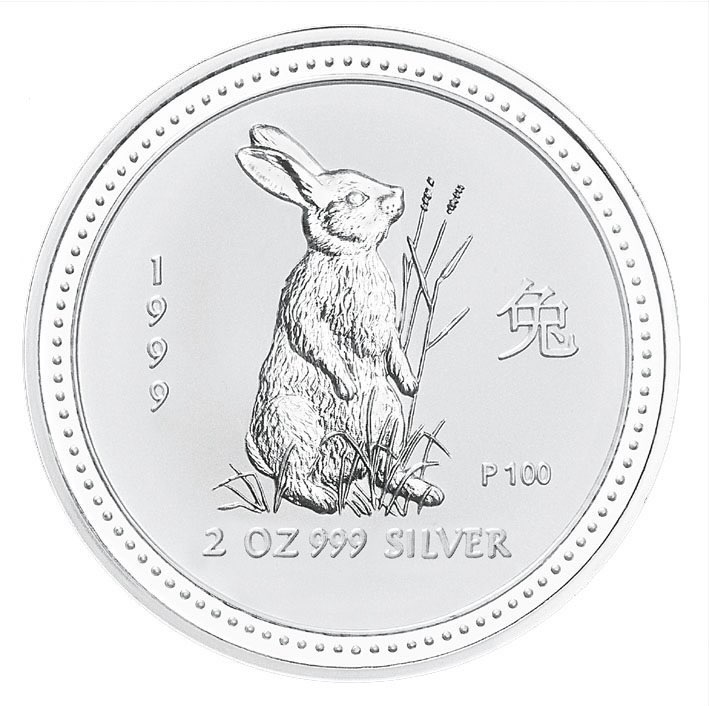 Lunar I Jahr des Hasen 2 Unzen Silber 1999 