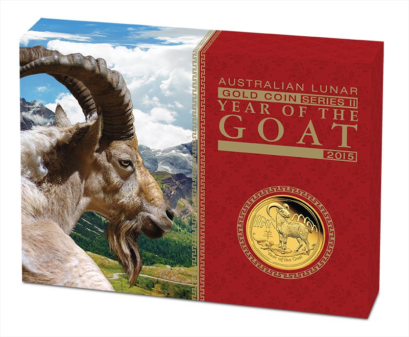 Verpackung Lunar 2 Jahr der Ziege Gold