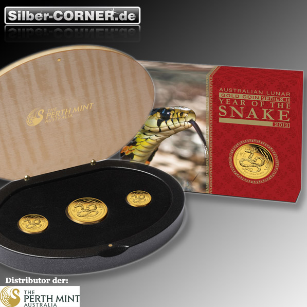 Lunar II Schlange 3-Coin-Set Proof Gold Proof + Box + COA