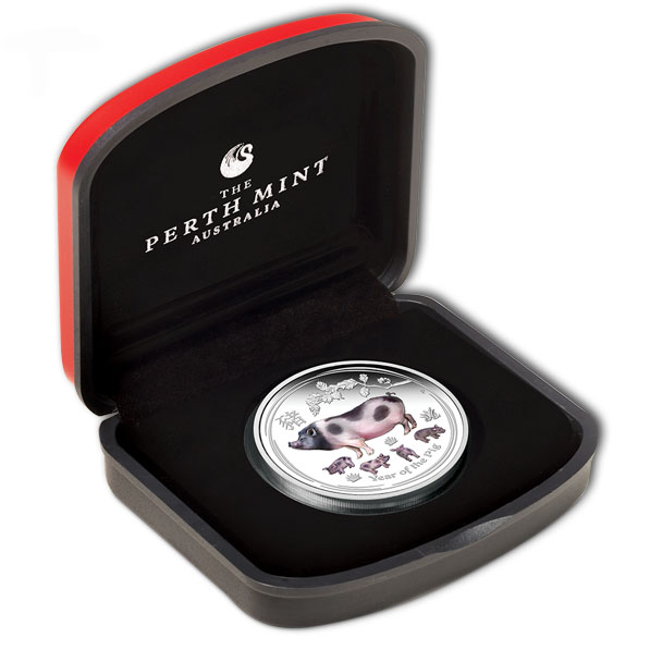 Lunar II Schwein Box farbig Proof 2019