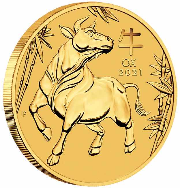 Lunar Ochse 1/10 Unze Goldmünze 2021