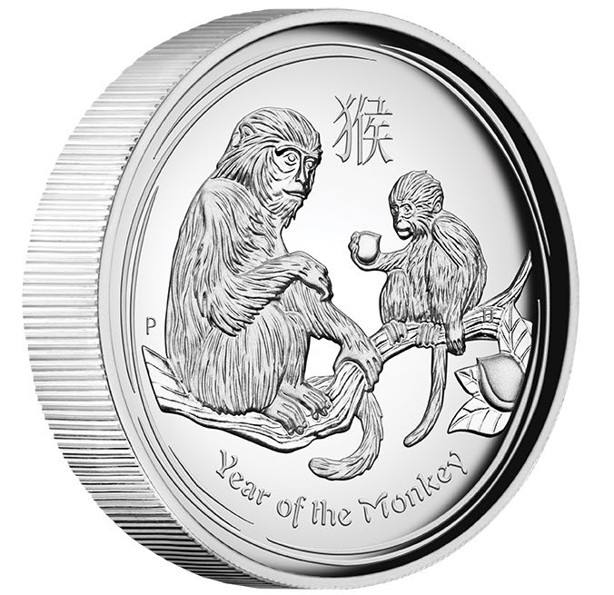 Lunar II Affe 1 Unze Silber High Relief 2016