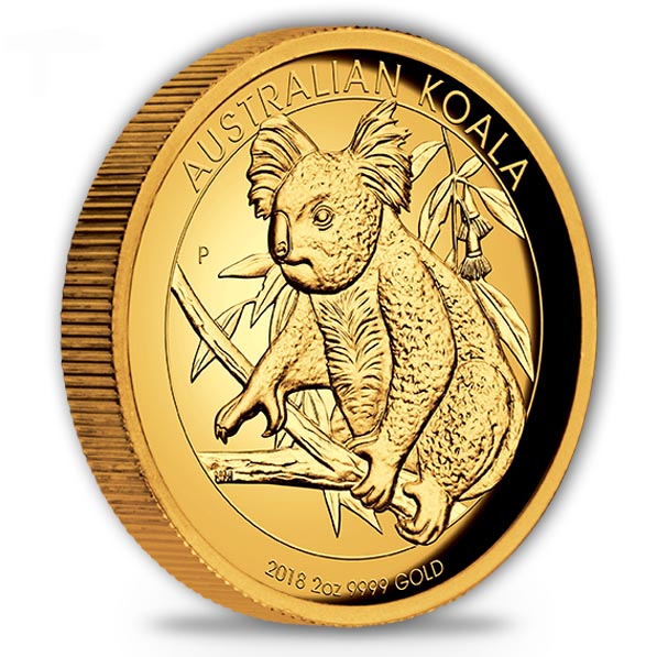 Australien Koala 2 Oz Gold High Relief 2018 + Box + COA