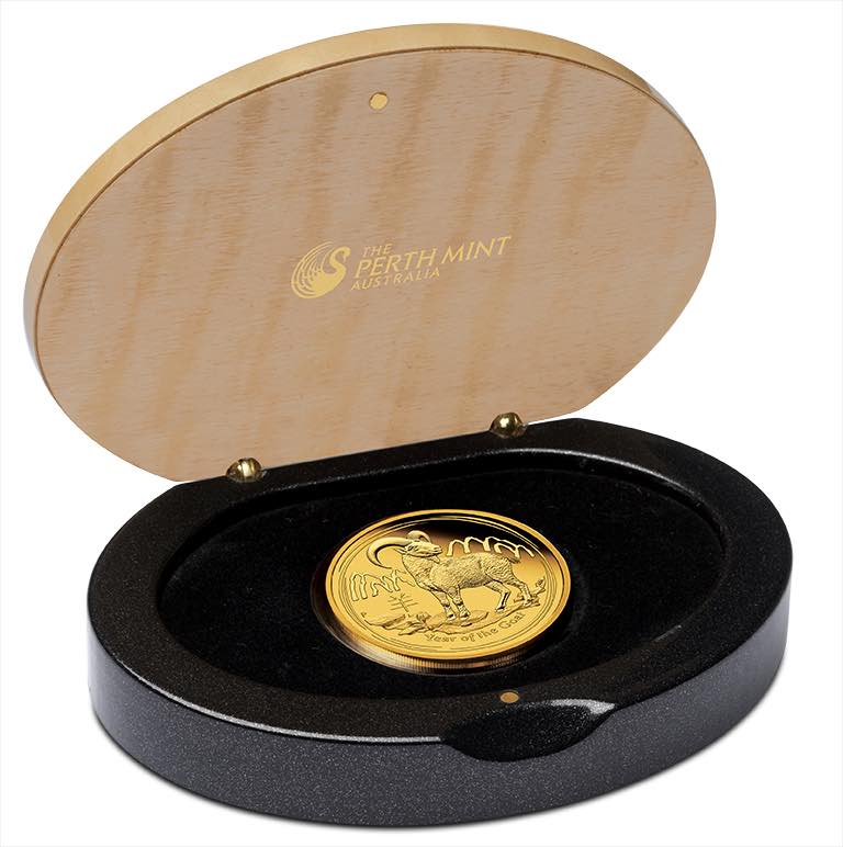 Lunar Ziege 1 Unze Gold Proof 2015 Sammlerbox