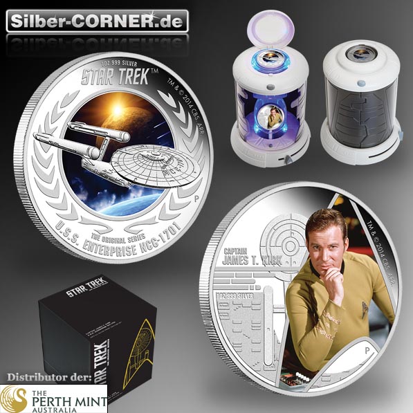 Star Trek - 2 Coin Set - Kirk + NCC-1701 2 Oz Silber*