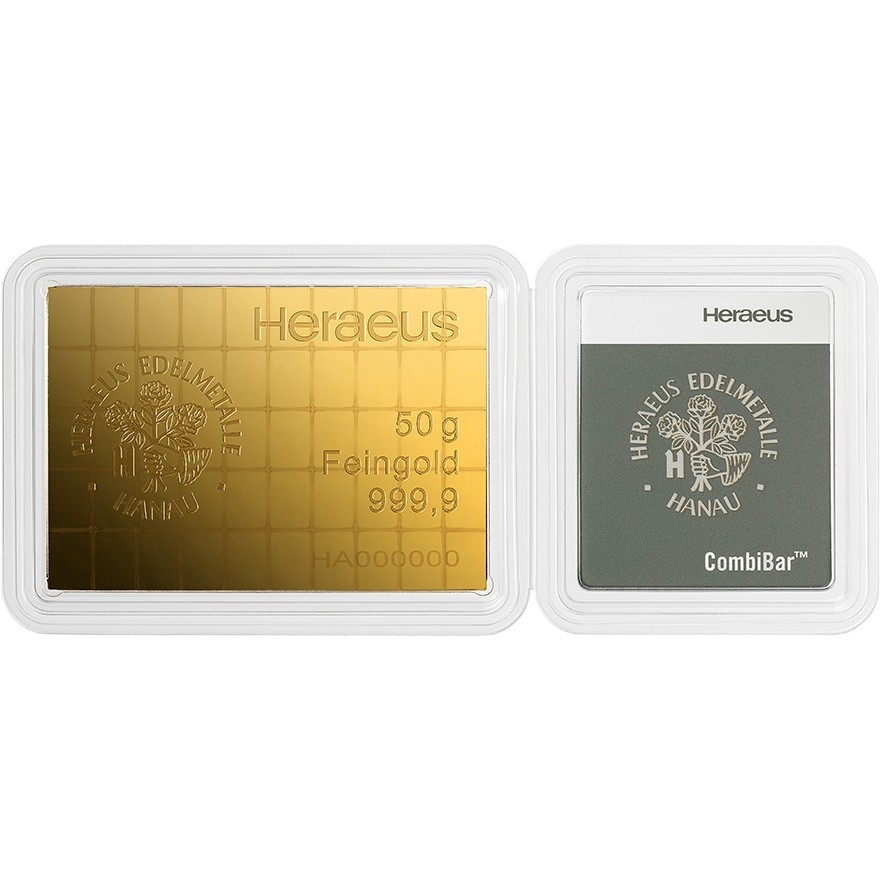 50 Gramm Heraeus Combibar Heraeus