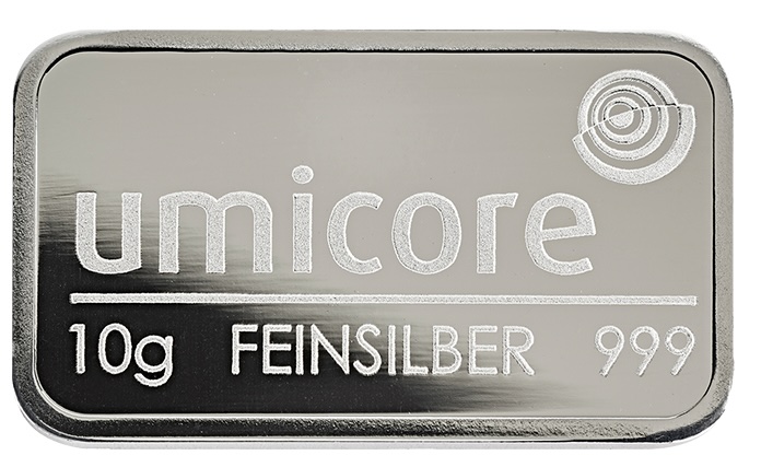 Umicore 10 Gramm Silberbarren kaufen verkaufen LBMA