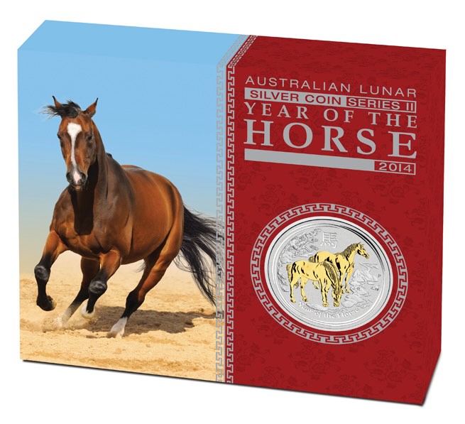 Umverpackung Lunar II Pferd vergoldet 2014