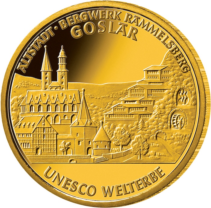 100 Euro Goldmünze Goslar 2008 Welterbe Motivseite