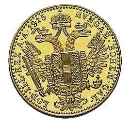 1 Dukat Goldmünze Österreich Rückseite Doppeladler Wappen