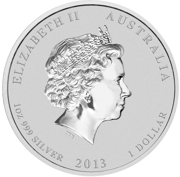 Wertseite Lunar II Schlange 1 Oz Silber 2013 Nennwert