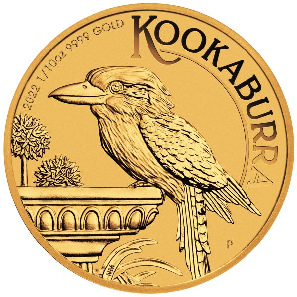 Perth Mint Kookaburra 1/10 Unze Goldmünze 2022