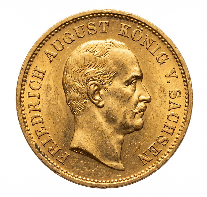 Friedrich August v. Sachsen 20 Mark Goldmünze Jäger 268 kaufen.