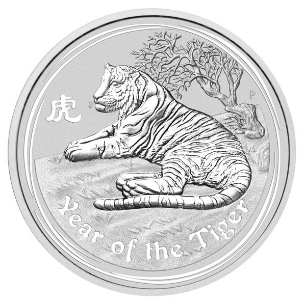 Motivseite der 1 kg Silbermünze Lunar II Tiger 2010 der Perth Mint.