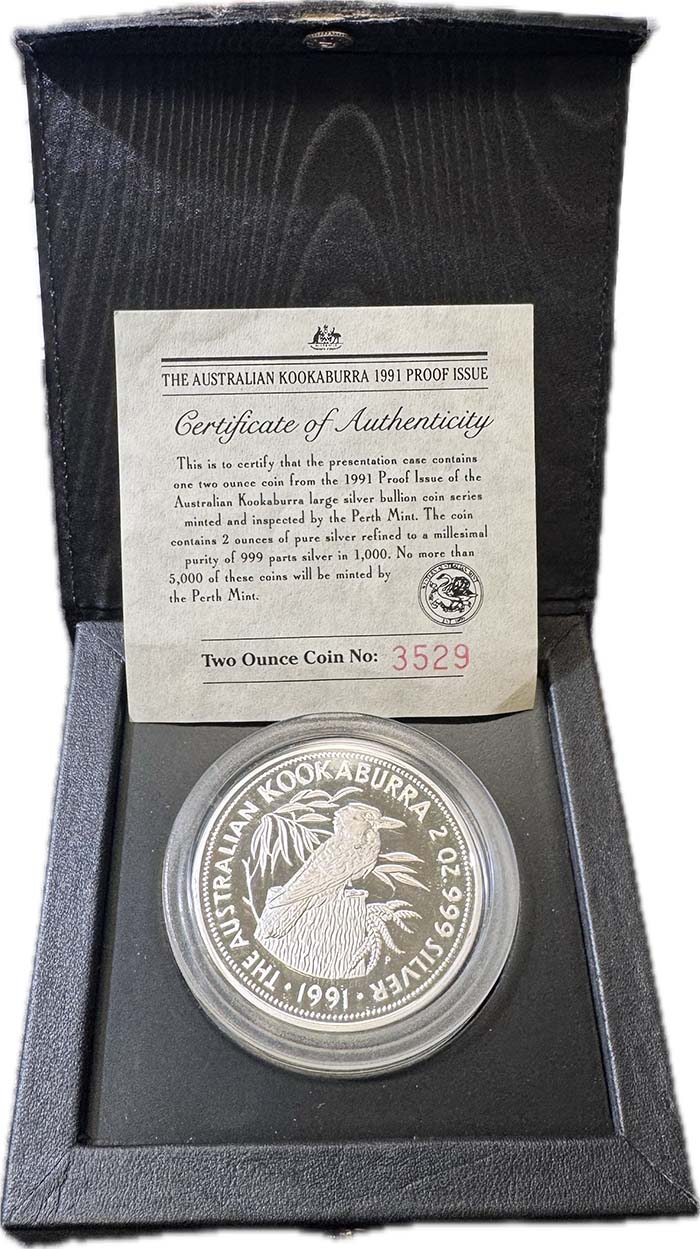 Kookaburra 2 Oz Silber Proof 1991 mit Box