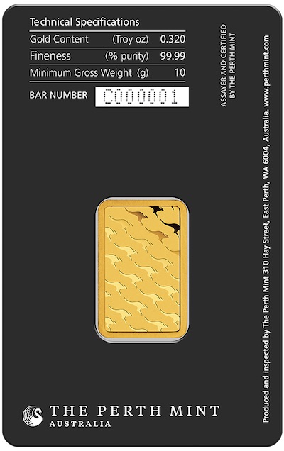 10 Gramm Goldbarren Perth Mint mit Seriennummer