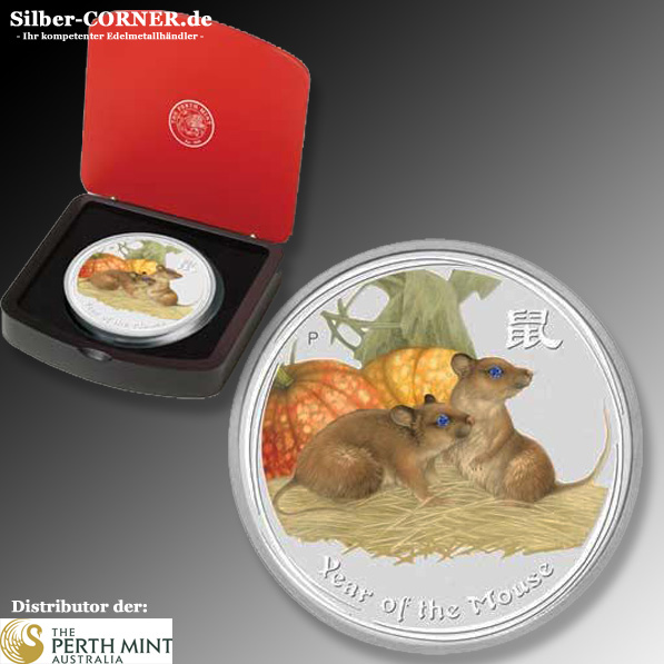 Lunar II "Maus" 1 KG AG "farbig" mit Saphir Augen*