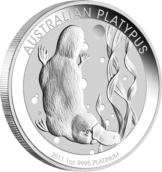 Motivseite der Australien Platypus 1 oz Platinmünze mit