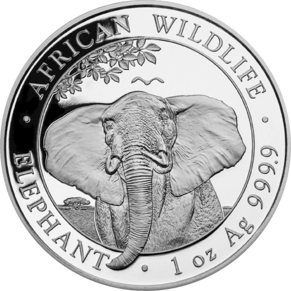 Vorderseite Somalia Elefant 1 Unze Silber 2021