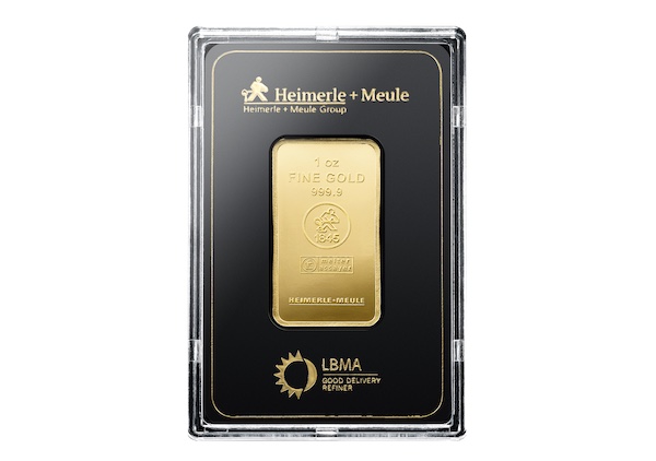 Heimerle Meule 1 Unze Goldbarren geprägt