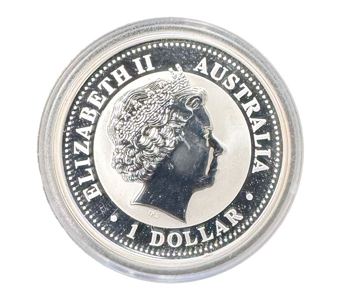 1 Dollar Lunar I Hahn vergoldet farbig 2005
