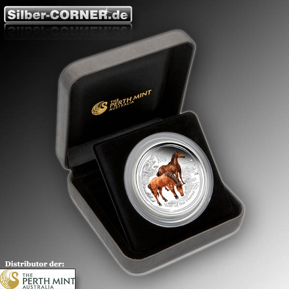 Box Lunar II 2 Oz Pferd Proof farbig 2014