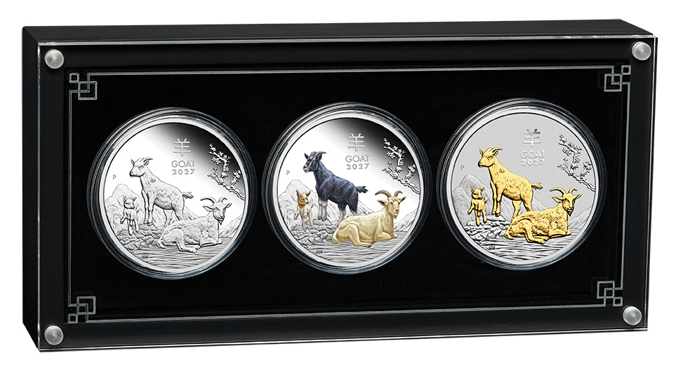 Lunar III Ziege Trio-Set Silber 2027 +Box +COA