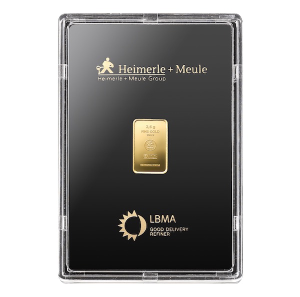 2,5 Gramm Heimerle & Meule Goldbarren