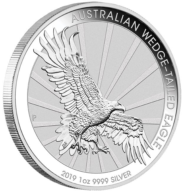 Wedge-Tailed Eagle 2019 1 oz Silber Rückseite Flugmotiv John M. Mercanti